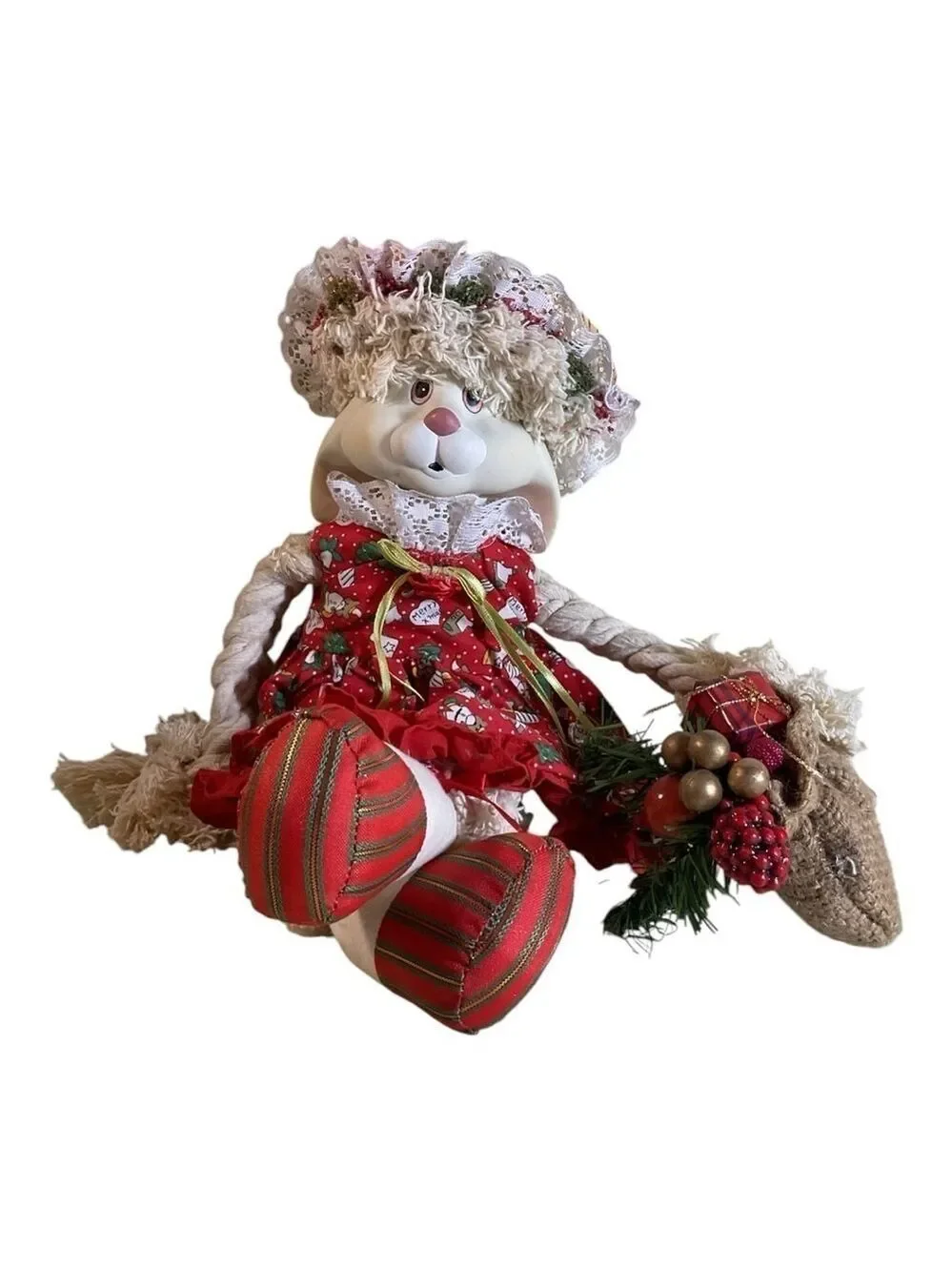 Vintage Christmas Ceramic Doll Holiday Decor Collectible